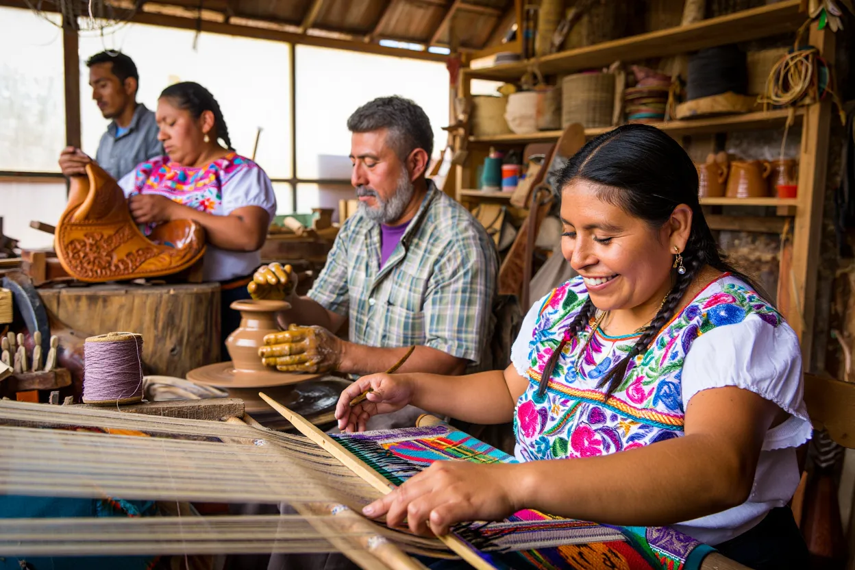 Grupo de artesanos trabajando juntos