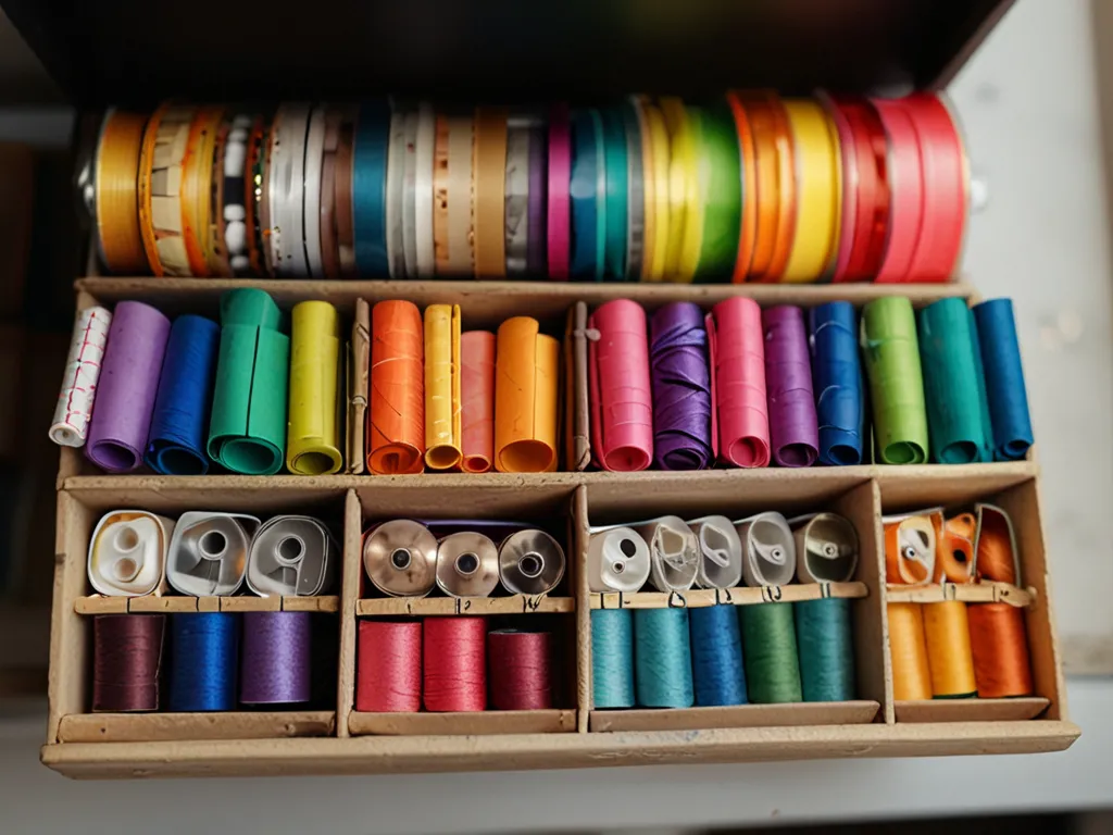 Materiales de manualidades organizados