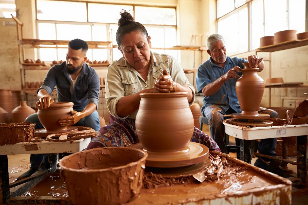 Taller de cerámica en progreso